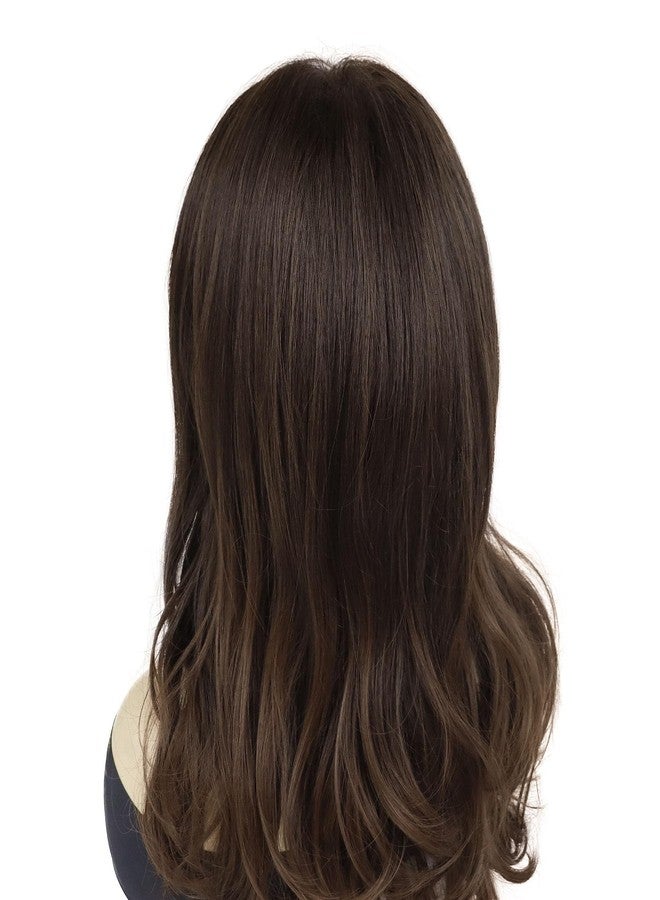 GNIMEGIL 21 Inch Elegant Long Mens Wig Brown Wavy Synthetic Wave Hippie Wig In Rich Brown Effortless Style Hair For Unisex Adult Natural Haircuts Fluffy Hairline - Image 4